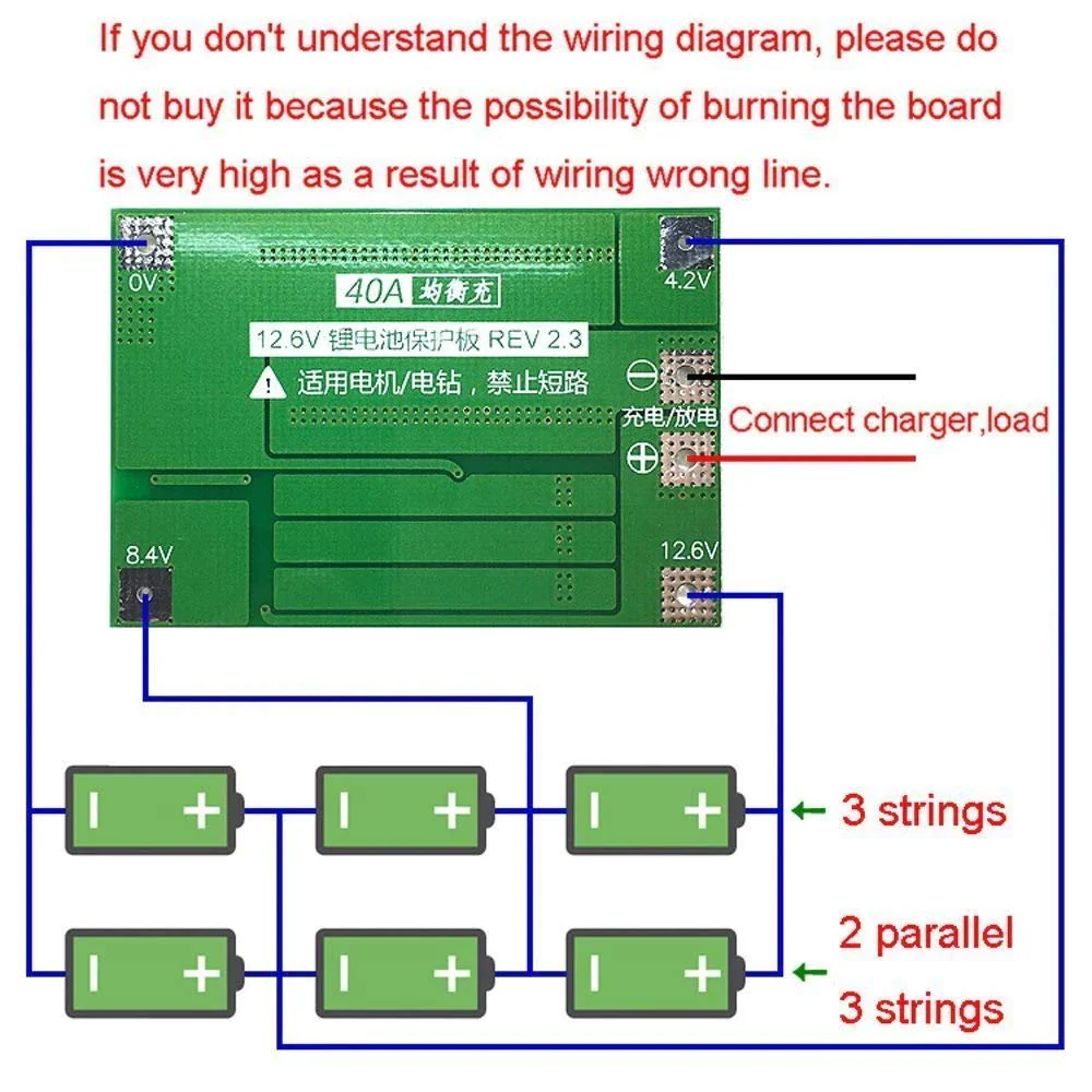 12.6V BMS 3S 40A 18650 Lithium Battery Protection Board - Image 4