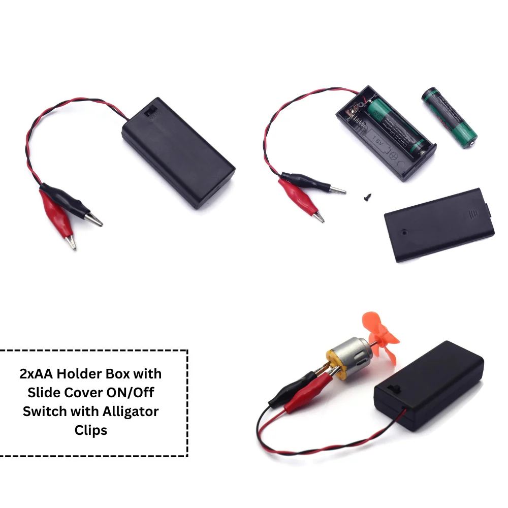 AA Cell Holder Close Plastic Case With Wire & Cover - Image 6