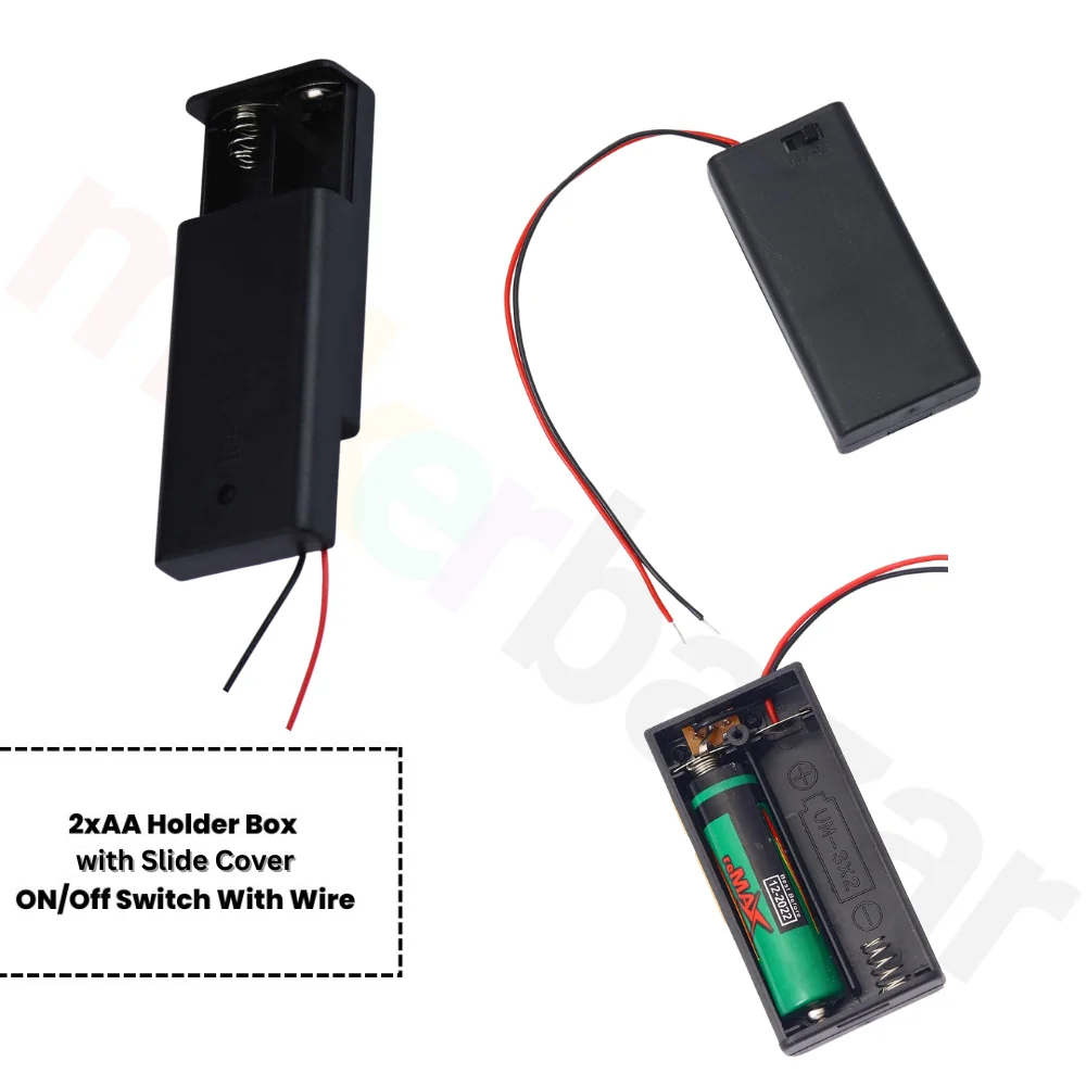 AA Cell Holder Close Plastic Case With Wire & Cover - Image 7