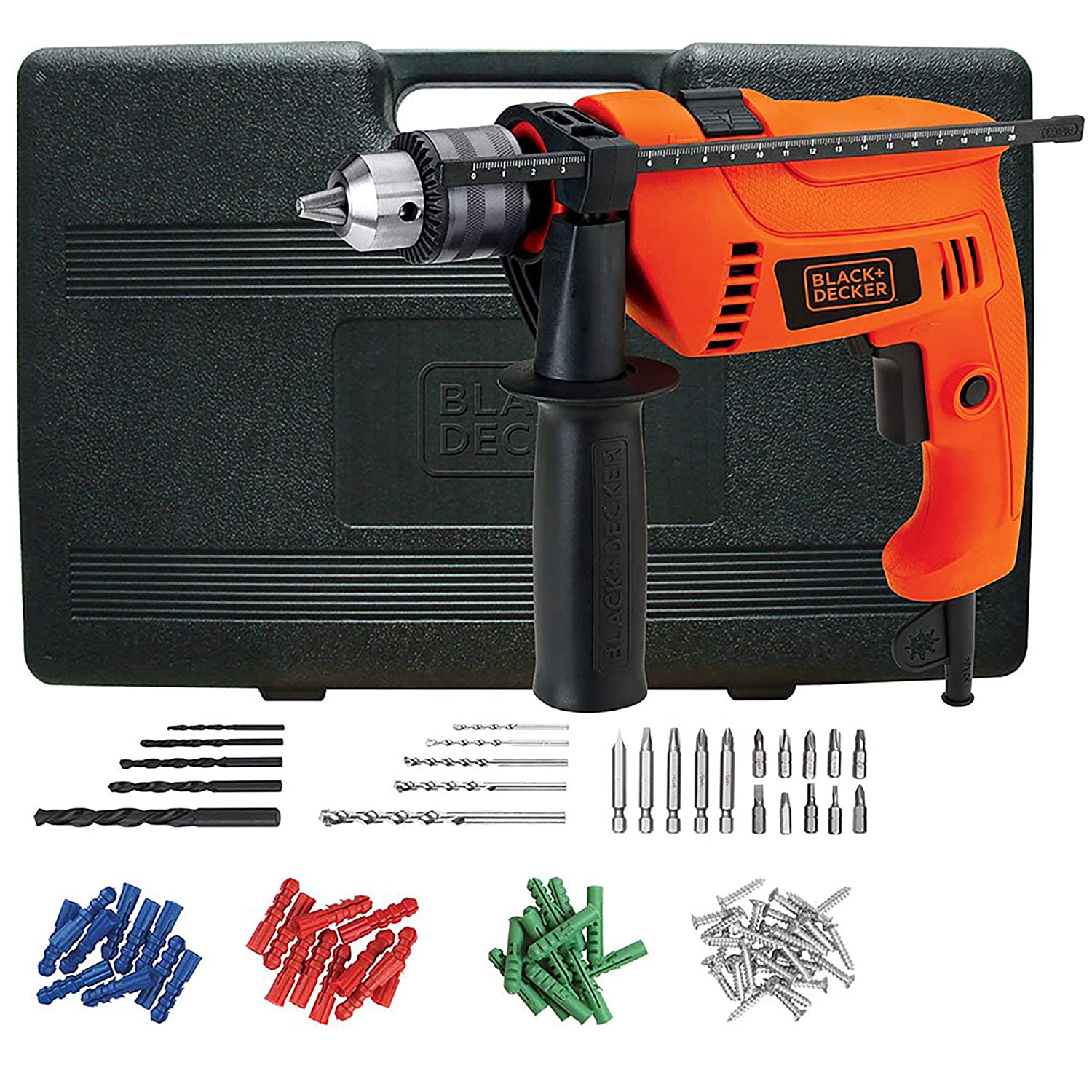 Black & Decker: HD555K50 550W 13mm Variable Speed Reversible Impact Drill Kit with 50 Accessories Kitbox - Image 3