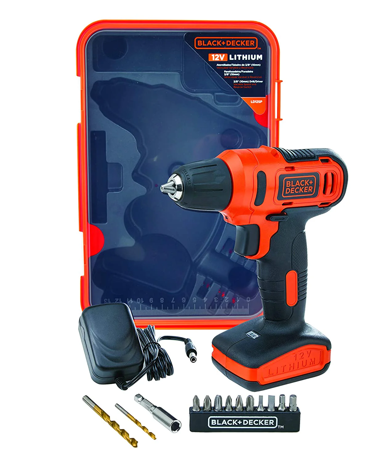 Black & Decker: LD12SP-IN 12V 10mm Li-ion Cordless Variable Speed Reversible Drill Driver with 10 Screwdriver and 2 Drill Bits - Image 3