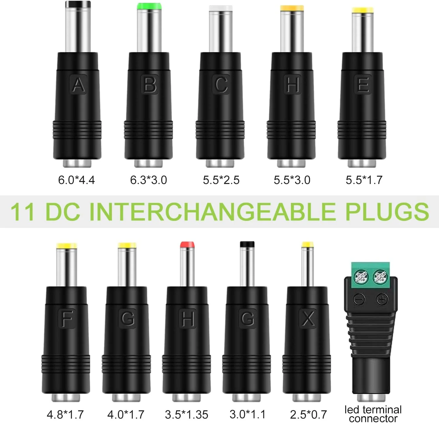 5.5×2.1mm Female DC Socket Converter to Other-Size Male Jack Connector - Image 12