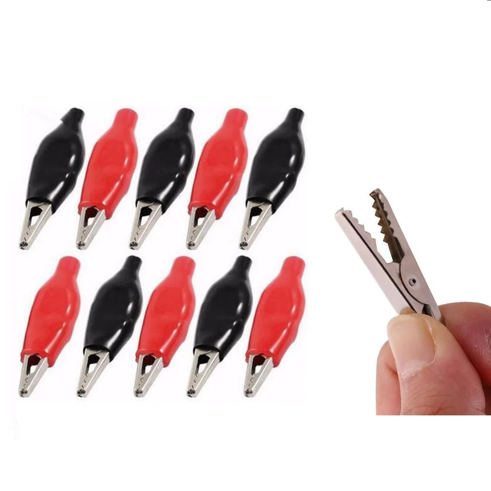 Full Sleeves 45mm Large Alligator Crocodile Clips Pair Red + Black - Image 3