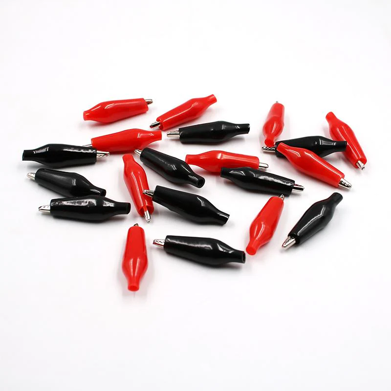 Full Sleeves 45mm Large Alligator Crocodile Clips Pair Red + Black - Image 5