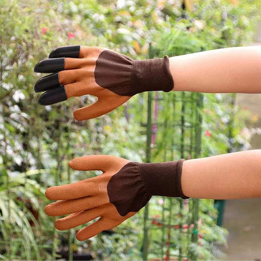 Heavy Duty Garden Farming Gloves (Pair) Washable with Right Hand Fingertips (Brown) - Image 4