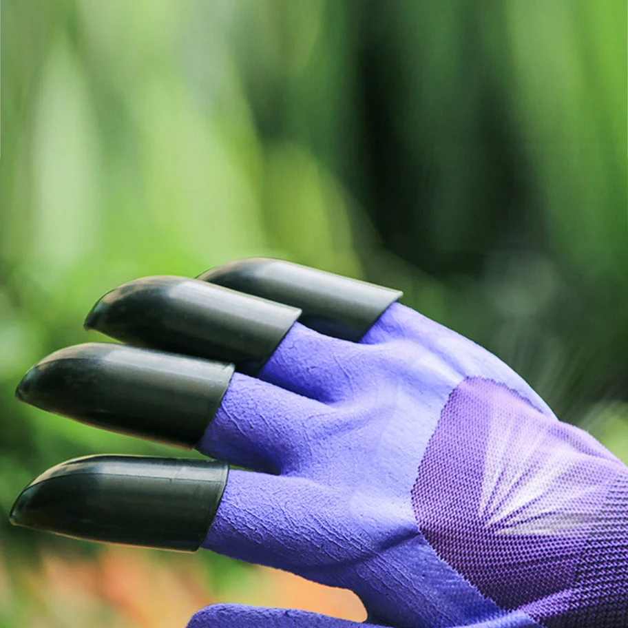 Heavy Duty Garden Farming Gloves (Pair) Washable with Right Hand Fingertips (Purple) - Image 3