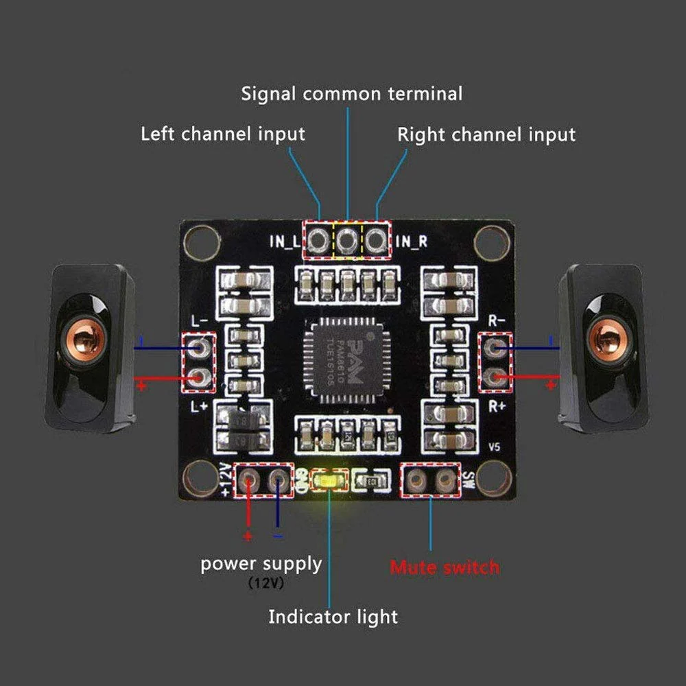 PAM 8610 Digital Stereo Class-D Amplifier Board 2x15W Output - Image 4