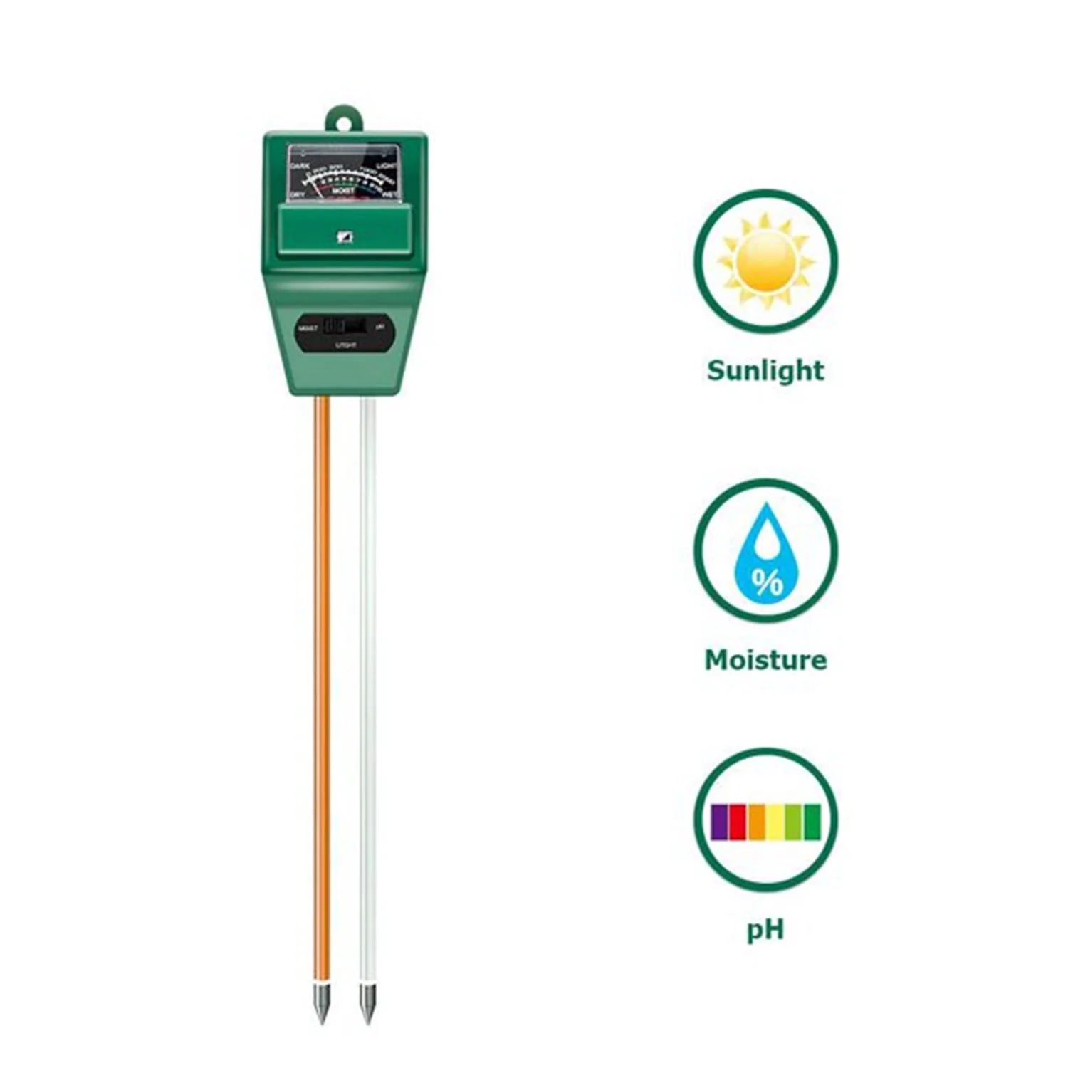 Three Way Soil Meter For Moisture, Light Intensity and pH Testing Meter - Image 16